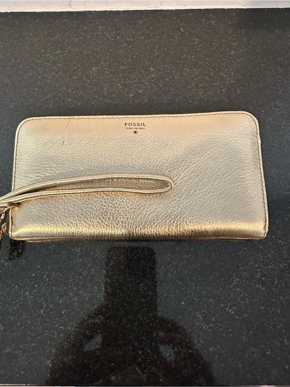 Fossil Metallic Gold Zip-Around Wallet